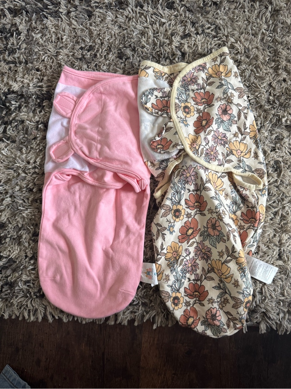 Baby Swaddle Duo - Pink & Floral Cotton Wraps